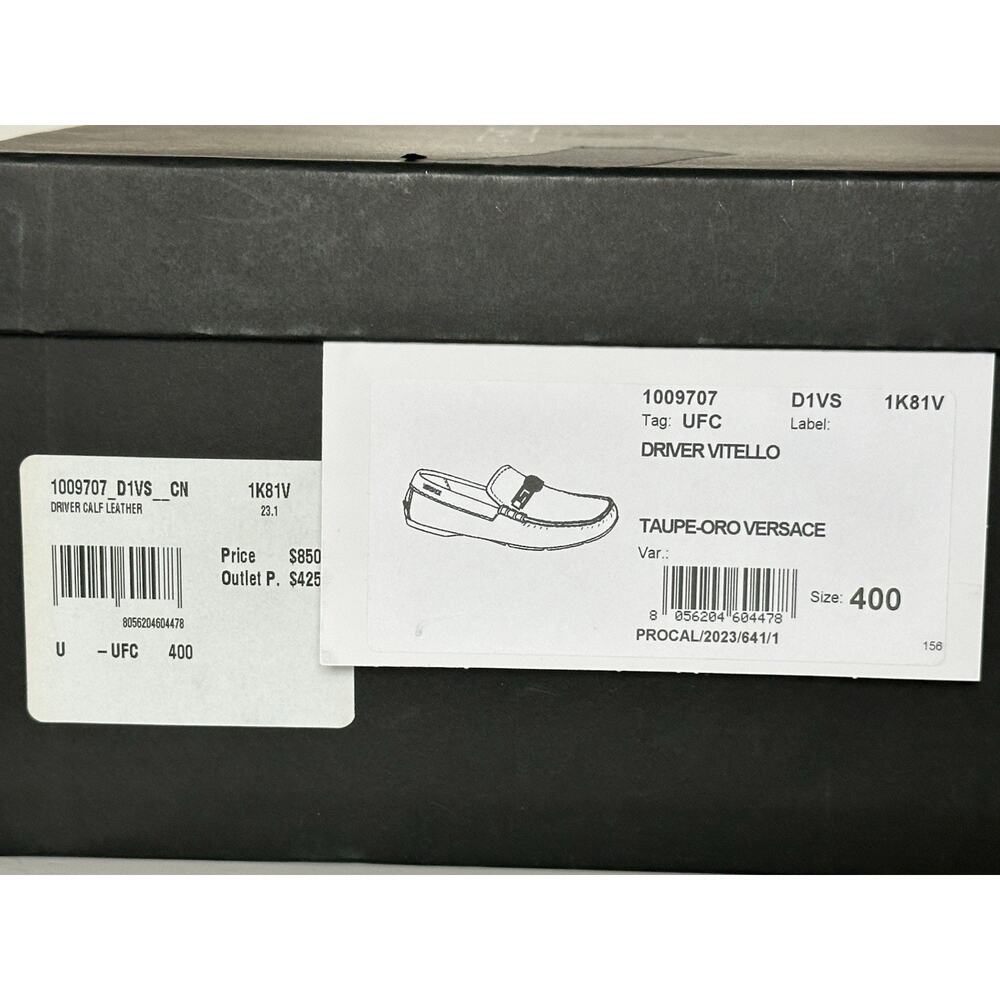 VERSACE Medusa Men's Taupe Leather Driver Shoes 7 US (40 Euro) 1009707 NIB $850 - Picture 16 of 16